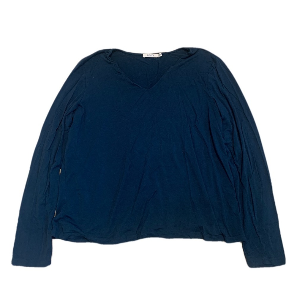 Ricki's V-Neck Long Sleeve Top - Dark Teal/Navy, XL
